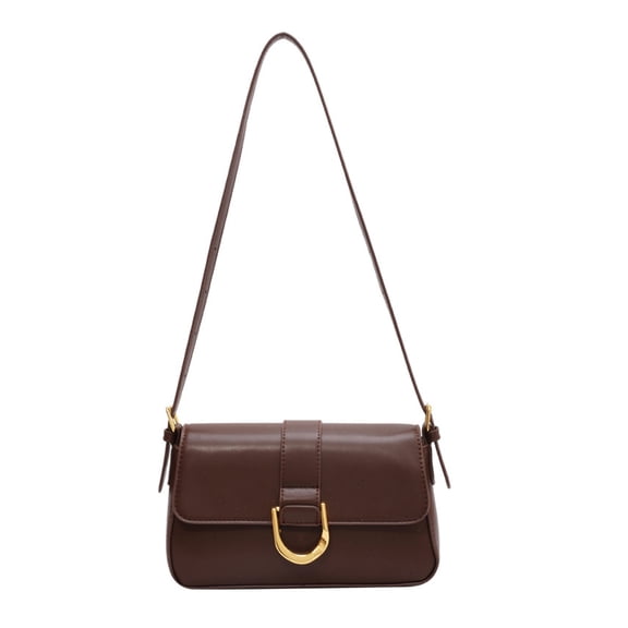 New tide autumn and winter retro PU leather niche Joker crossbody shoulder baguette underarm bag-brown