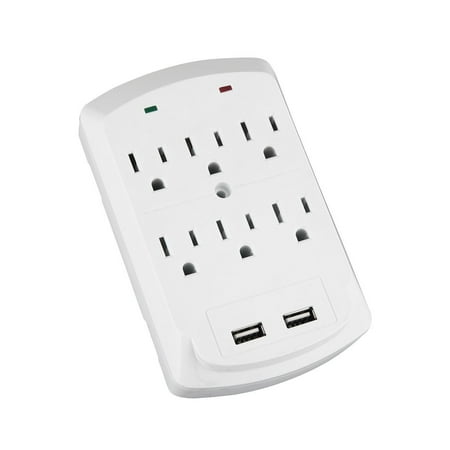 AblePower 6 Outlet Wall Tap Surge Protector w/2 USB Ports (Best Usb Wall Outlet)