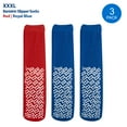 thumbnail image 2 of Pack of 3 Pairs - XXXL Non-Skid Bariatric Extra Wide Slipper Socks for People with Diabetes & Edema (1 Pairs of Red 2 Pairs of Royal Blue), 2 of 6