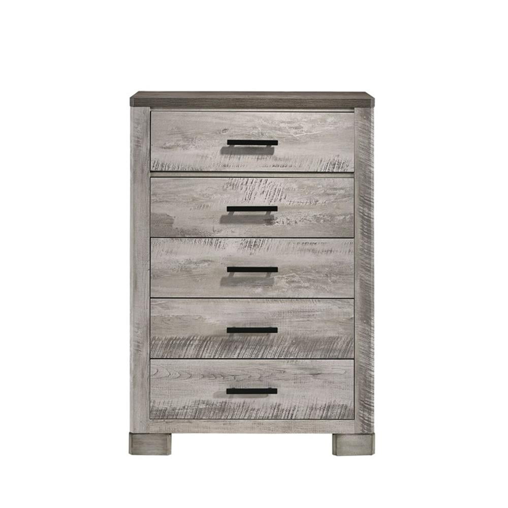 Picket House Furnishings Adam 5-Drawers Bedroom Chest in Gray/Dark Gray Top