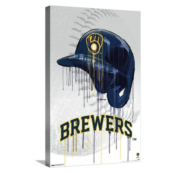 MLB Milwaukee Brewers - Drip Helmet 22 Canvas Wall Poster, 14.725" x 22.375"
