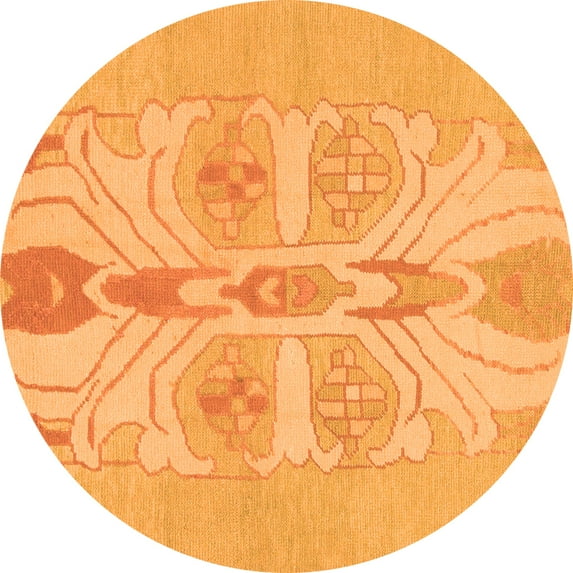 Ahgly Company Indoor Round Abstract Orange Modern Area Rugs, 3' Round