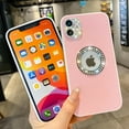 thumbnail image 5 of Cute Bling Compatible with iPhone 13 Case, Glitter Diamond Logo Circle Case for Girls Women PU Leather Protective Soft Silicone Cases Cover Back(Pink), 5 of 12