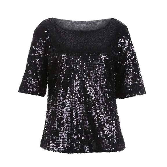Women Long Sleeve Sequin T-Shirt Spring Autumn Off-Shoulder Loose Shining T Shirt For Women Tops Glistening Sequin T-Shirt