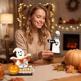 thumbnail image 4 of Decor Figurine Smiling Ghost Pumpkin Wooden Halloween Tabletop Sign 1 Piece for Indoor Mantel Shelf Home Party Display, 4 of 7