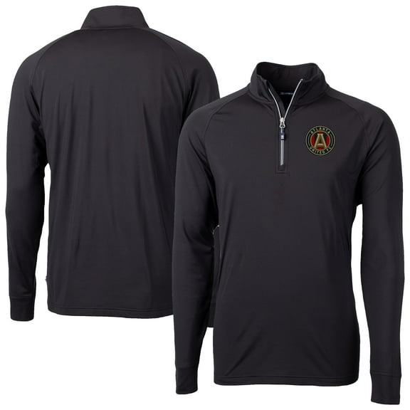 Men's-Cutter & Buck  Black Atlanta United FC Big & Tall Adapt Eco Knit Stretch Recycled Quarter-Zip Pullover