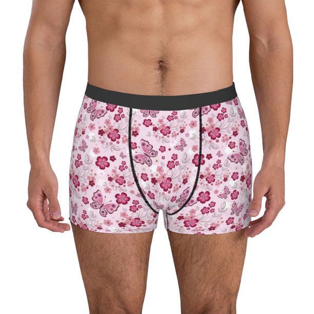 Balery Flower Butterfly Calzoncillos bóxer para hombre, ropa interior de algodón suave y transpirable con cinturilla de nailon-X-Large