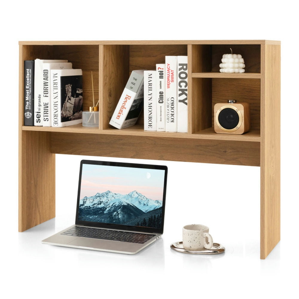 Demi Bonn 2-Tier Multipurpose Desk Bookshelf with 4 Shelves, Freestanding Display Shelf, Beige