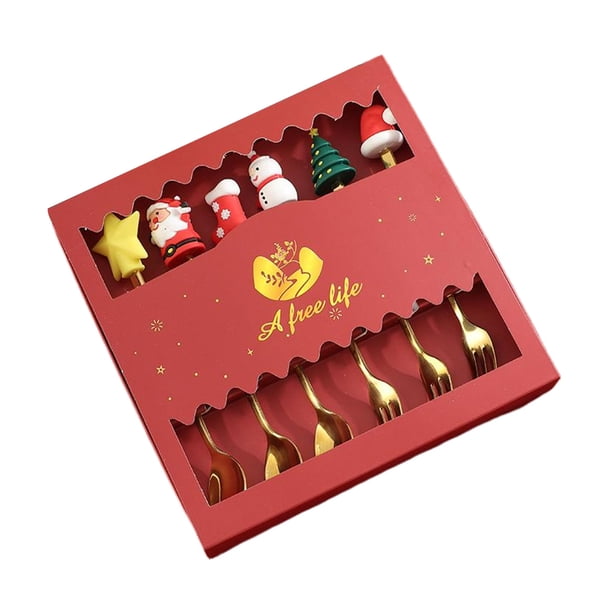 Toystoory Juego de 6 tenedores de postre navideños, fácil de limpiar y mantener, buena elección, muy exclusivo Mostrada B