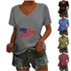thumbnail image 1 of Fiudx Camisas para Mujer Camiseta de Cuello Redondo con Estampado Del Día de La Independencia Degradado de Manga Corta para Mujer, 1 of 4