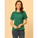 thumbnail image 3 of Camisa Vintage Con Botones Y Cuello Peter Pan Con Volantes Y Lunares Para Mujer Verde Oscuro S, 3 of 5