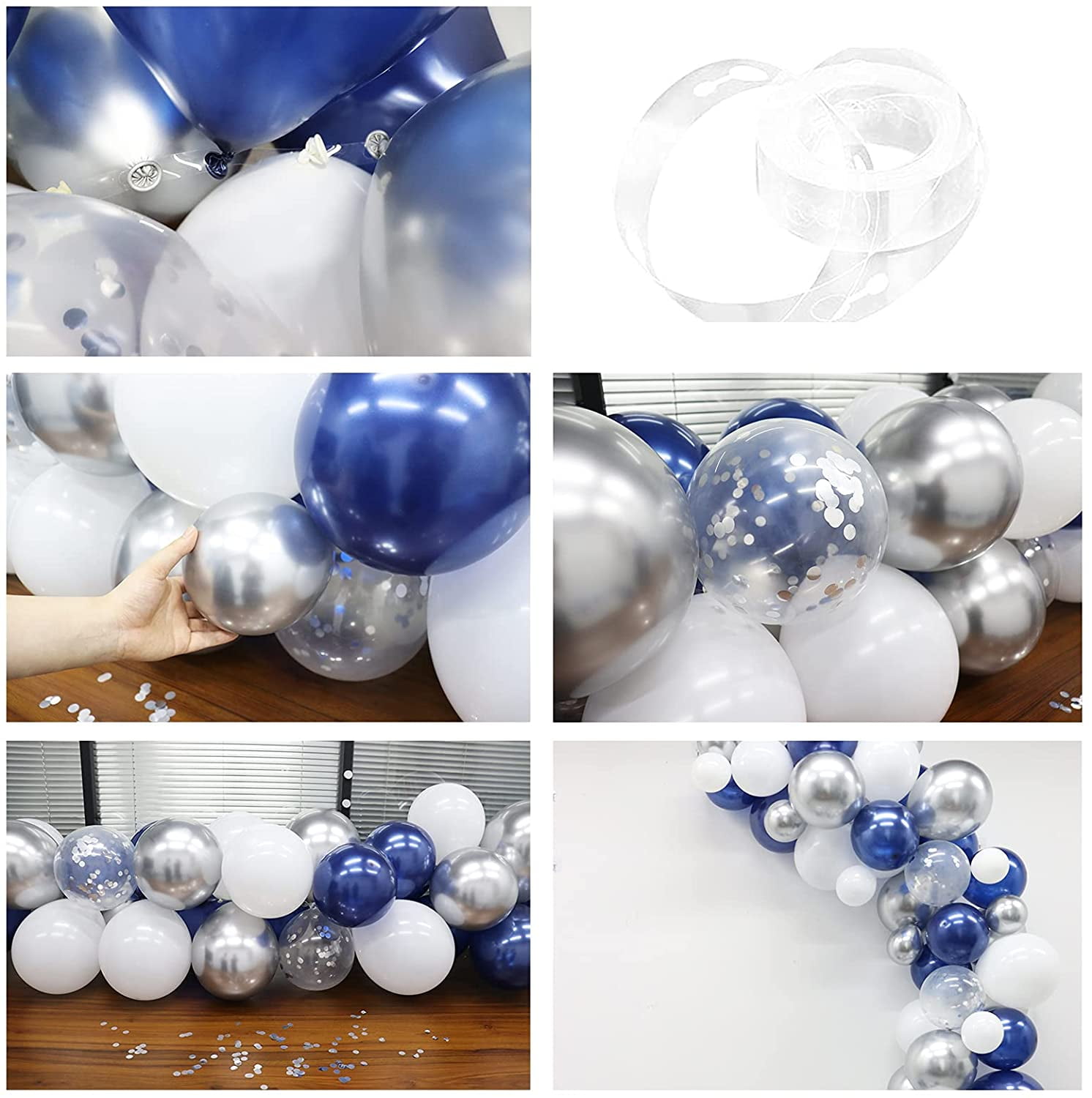 Navy Blue Silver Balloons Garland Kit, 159 pcs Navy Blue White Silver –  Lasercutwraps Shop