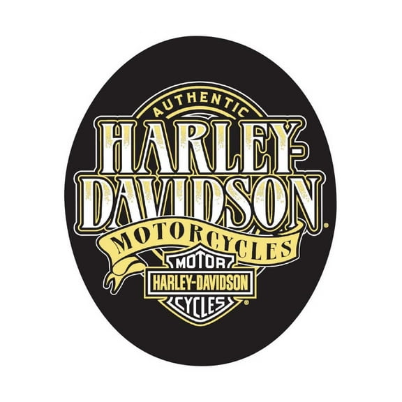 Harley-Davidson Authentic Embossed Oval Tin Sign, 13 x 15.75 inches - Black, Harley Davidson