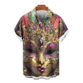 thumbnail image 4 of PNTUTB Carnival Fashion Print Men's Casual Collared Button Down Cardigan Short Sleeve Loose Blouse, 4 of 6