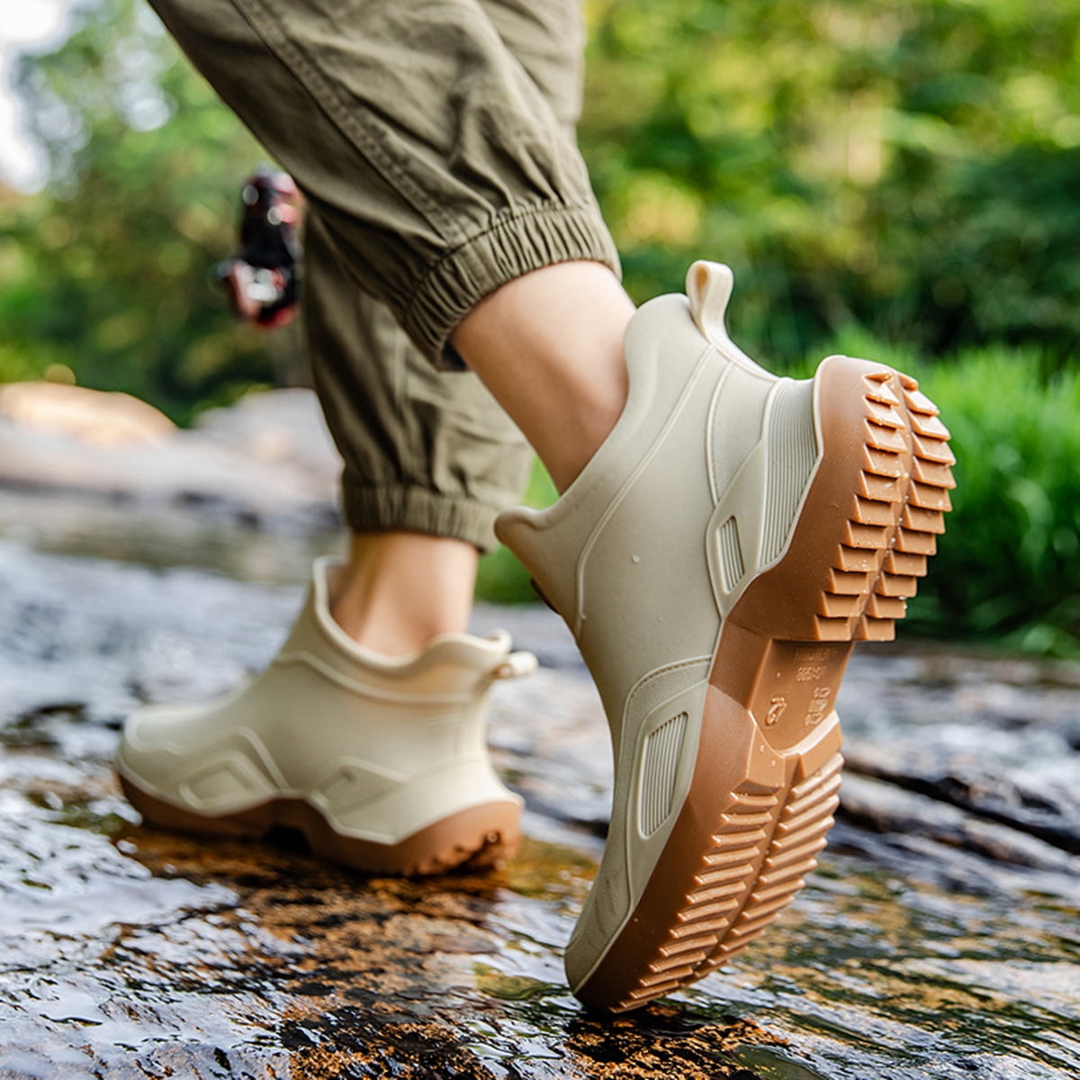 AUXDIQ Rain Boots Men Short Ankle Women Waterproof Rain Boots Outdoor Garden Shoes