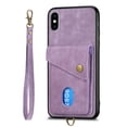 thumbnail image 5 of Nalacover for iPhone XS Max, Slim Case Wallet with Credit Card Holder, Back Flip Premium Leather Magnetic Clasp Kickstand Wirst Hand Strap Shockproof Cover For iPhone XS Max, Purple, 5 of 7
