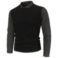 thumbnail image 2 of Vedolay Sweaters for Big Men Long Sleeve Pullover Striped Plus Size Knitted Sweaters Tops Black,M, 2 of 4