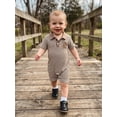 thumbnail image 4 of BemeyourBBs Western Baby Boy Summer Clothes Newborn Baby Boy Cowboy Outfit Waffle Knit Striped Romper Casual Sailboat Cowgirl Hat Boots Embroidered Button Short Sleeve Infant Jumpsuit, 4 of 9
