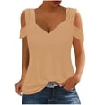 thumbnail image 2 of WXLWZYWL Womens Summer Plus Size Tunic Tops Short Sleeve Cold Shoulder V Neck Solid Color Loose Fit Basic Tee Casual Tops Shirts Blouse, 2 of 6