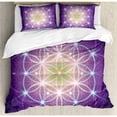 thumbnail image 3 of Bohemian Twin Size Duvet Cover Set, Interlace Circles Sign of Cosmos Harmony Folk Hidden Abstract Motif, Decorative 2 Piece Bedding Set with 1 Pillow Sham, Dark Purple Blue Yellow, by Ambesonne, 3 of 3
