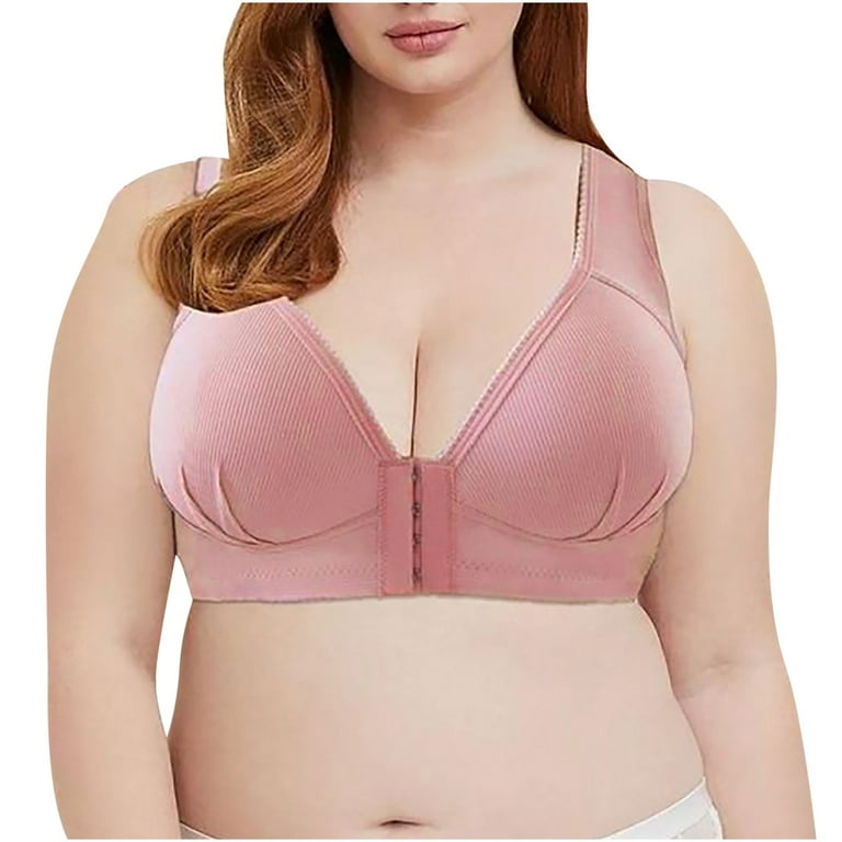 EHTMSAK Bras for Women Front Closure Size 44 Jms Bras for Women Front  Closure Satin Plus Size Padded Push Up Bras for Small Breasts Pink 4X 