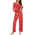 thumbnail image 2 of Hueook Womens Christmas Pajamas Women Christmas Fashionable and Casual Loose Printed Round Neck Button Up Long Sleeved Pants Pajama Set Multicolor 2X, 2 of 7