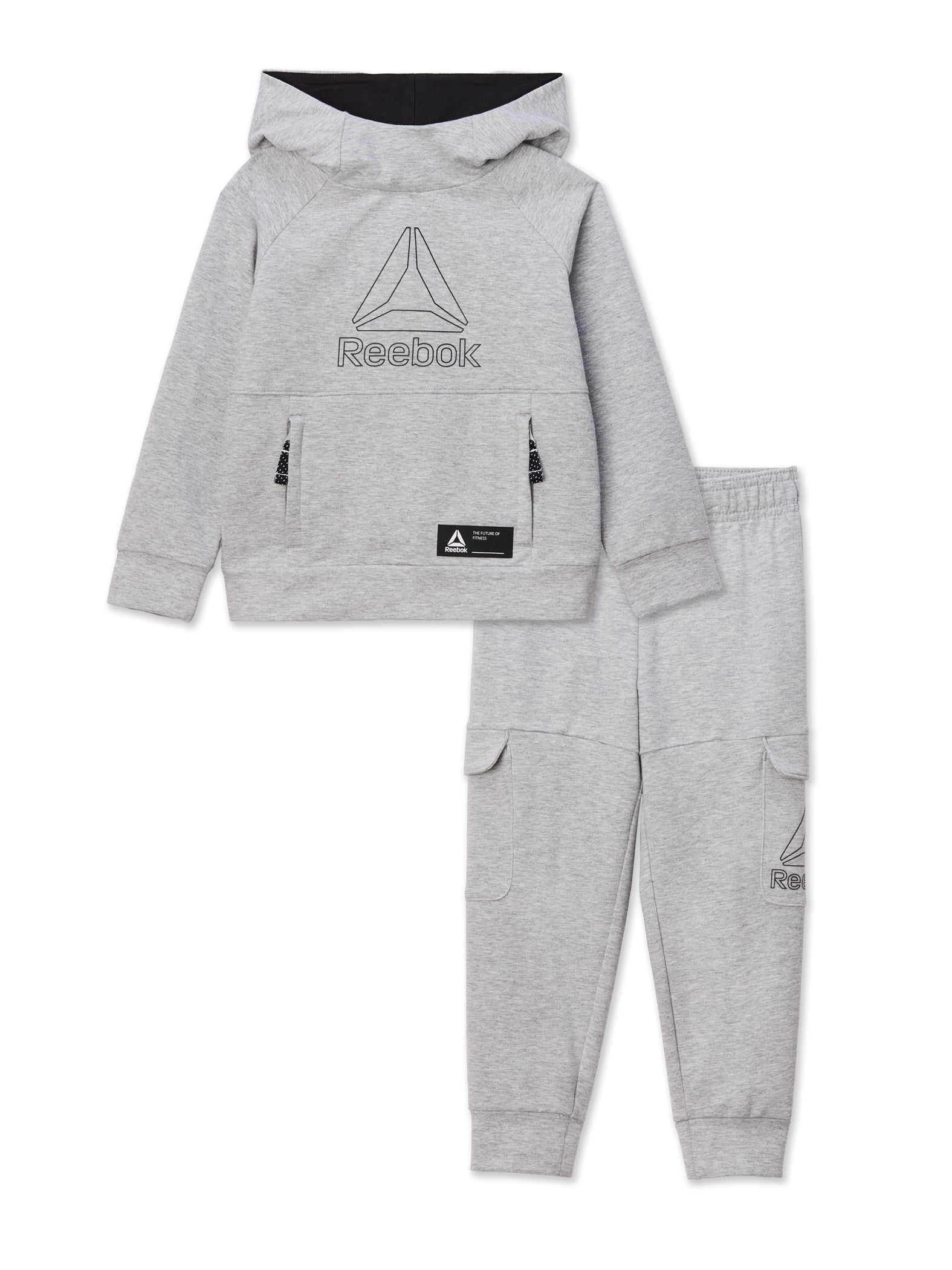12M-7 Reebok Baby Boys’ Sweatsuit Set 2 Piece Playwear Fleece Hoodie and Jogger Pants 