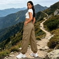thumbnail image 6 of Mineart Women Solid Cargo Pants Casual Quick Dry Trousers with Elastic Drawstring Waist and Drawstring Hem Multi Pockets Button Trim for Outdoor Hiking, 6 of 9