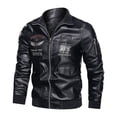 thumbnail image 2 of Air Force Men's A-2 Flight Suit Leather Jacket Jacket PU Vintage Texture Large Size Cotton Clothes Motorcycle Thick, 2 of 3