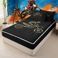 thumbnail image 2 of Meiyoeat Camo Motorcycle Zipper Full Size Comforter Sets with Fitted Sheet and 2 Pillowcases, vintage Motocross Zipper Bedding Set, Green Black,4pcs,Black Reversible, 2 of 6