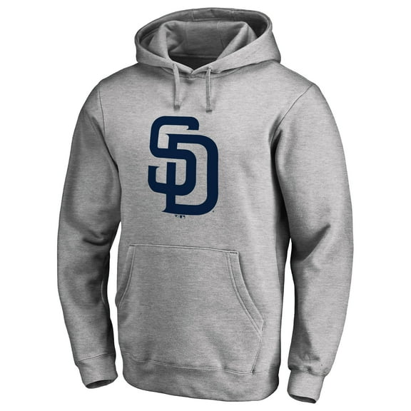 Men's Heather Gray San Diego Padres Official Logo Fitted Pullover Hoodie