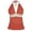 01-Brick Red120, variant on XIAONU Women's Ruffle Stripe Halter Swimwear Slim Fit Sleeveless V Neck Tankini Top Stretchy Stylish Beach Swimsuits