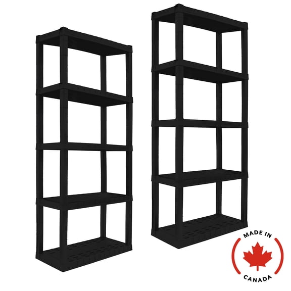 Hyper Tough Garage Shelving Unit Heavy Duty 5-Tier 75"H x 30"W x 14"D 2-Pack, Black 450 lbs Total Capacity