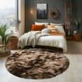 thumbnail image 4 of Socofuz Soft Tie-dye Brown Fluffy Rug for Bedroom, 6x6ft Anti-Skid Durable Circle Cozy Carpet, Non-Skid Modern Nursery Faux Fur Rugs for Home Decor, 4 of 8