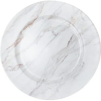 Simply Elegant Marble Plastic Charger Plate | Service Plate for Parties, Dinner, Weddings, Quinceaneras and Events | 13 inch Diameter | White | Set of 6