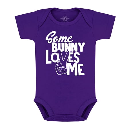 Creative Knitwear Easter Baby Bodysuit - Some Bunny Loves Me - Purple - 0-3 Months