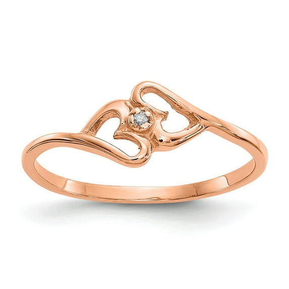Solid 14k Rose Gold VS Diamond heart Ring Band Size 7.5