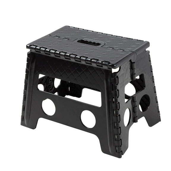 Mainstays One Step Folding Step Stool, Black Plastic