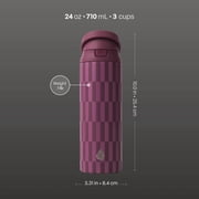 TAL 24oz Stainless Steel 2-in-1 Straw and Chug Water Bottle with Push Lid, Geometric Berry Print