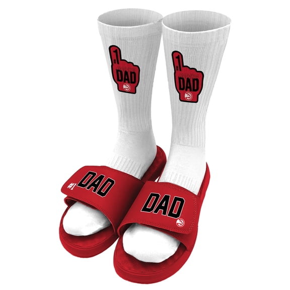 Unisex ISlide Red Atlanta Hawks #1 Dad Socks & Slide Sandals Bundle