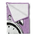 thumbnail image 2 of Hipster Soft Flannel Fleece Throw Blanket, Retro Alarm Clock with Grunge Effects Classic Vintage Sleep Graphic, Cozy Plush for Indoor and Outdoor Use, 70" x 90", Purple White Black, by Ambesonne, 2 of 5