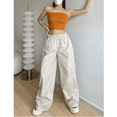 thumbnail image 4 of PUWEI Women's Parachute Pants Elastic Waist Baggy Pants Casual Y2K Track Pants Trousers, 4 of 7