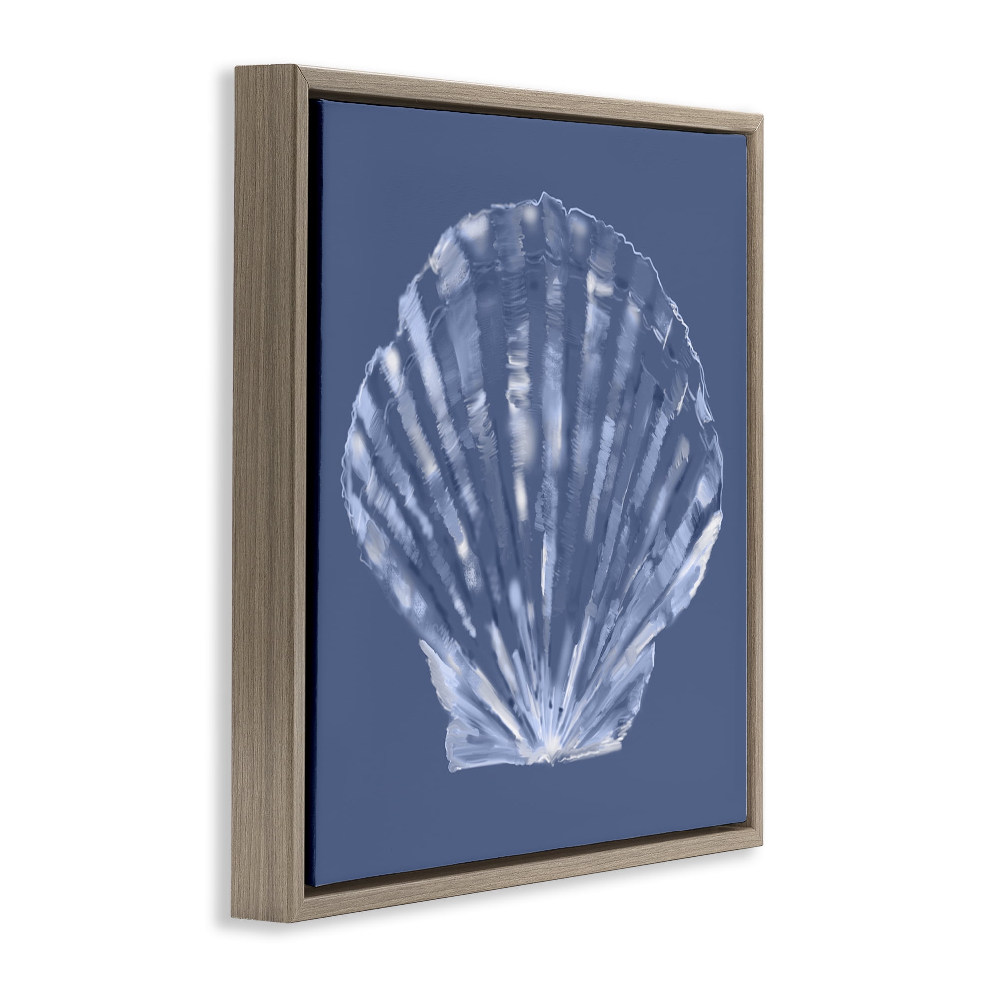 Stupell Industries Blue Nova Seashell Animals & Insects Painting Brown Floater Framed Canvas Art Print Wall Art, 18 x 18