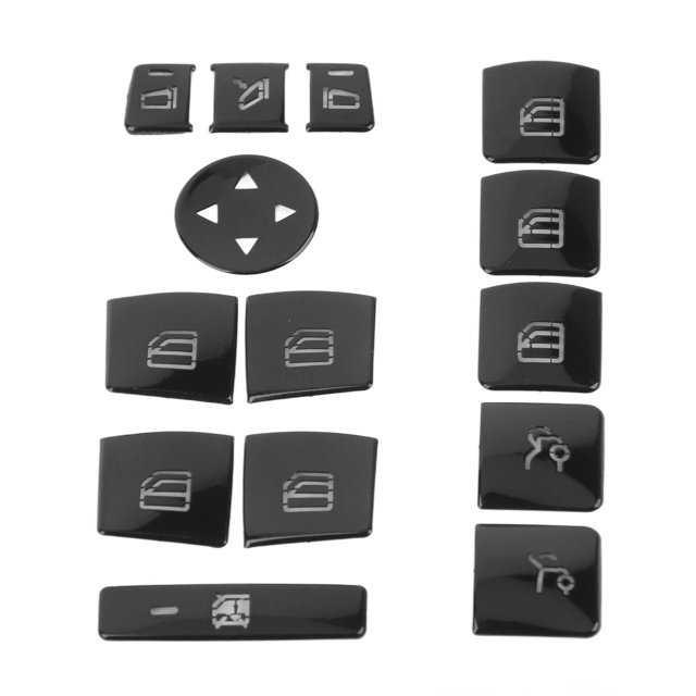 Window Lift Button Trim, Stainless Steel Glossy Black Door Window Switch Button Sticker For W166 W204