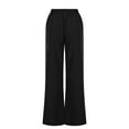 thumbnail image 7 of USNSM Women's Wide Leg Pants Solid Color Athletics Quick Dry Trousers Casual Slit Loose Drawstring Pants with Pockets Black XXL, 7 of 7
