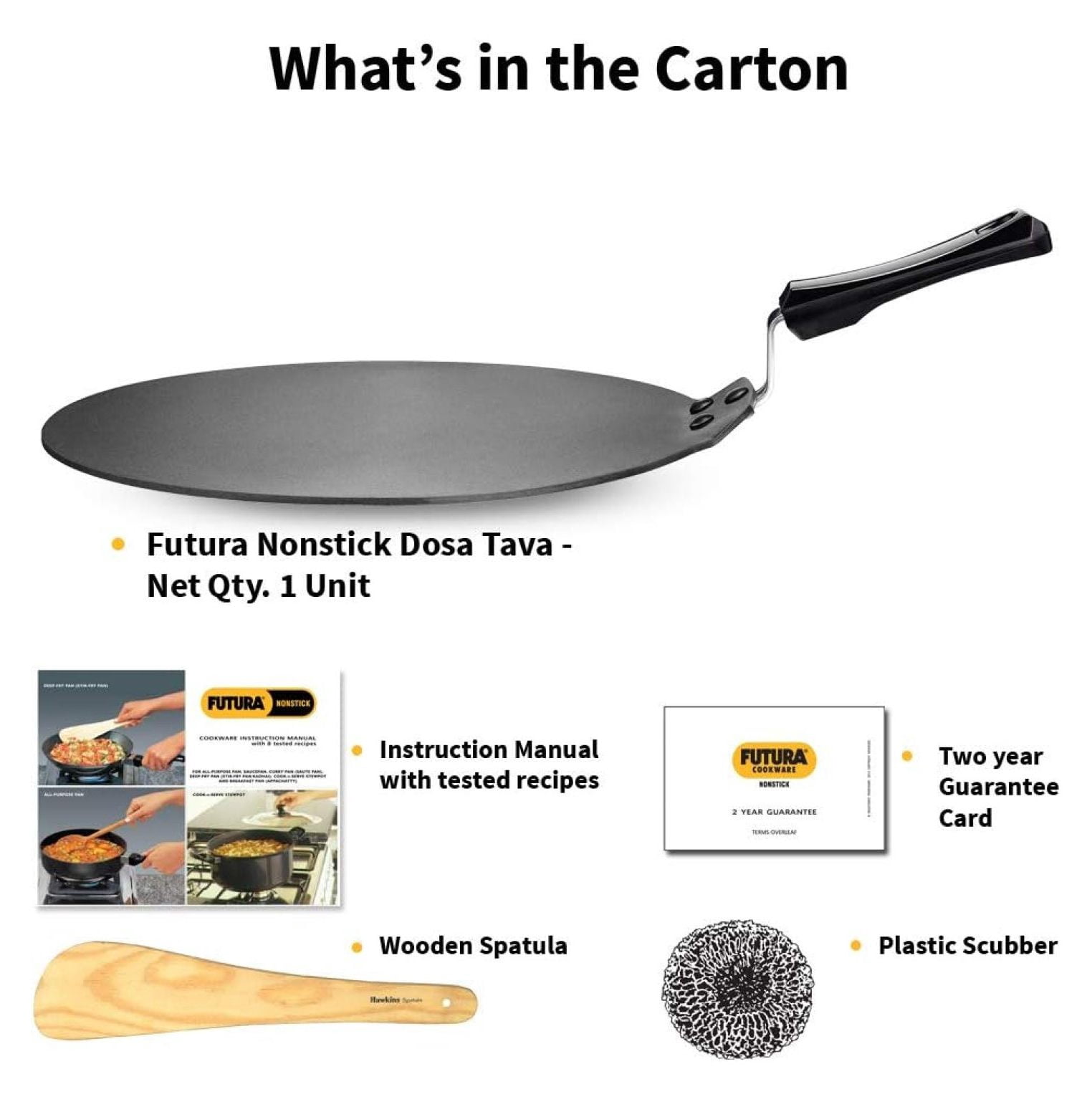 30 cm Dosa Tava, Non Stick Dosa Tawa, Flat Dosa Tawa, Black (NDT30)