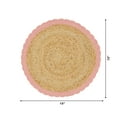 thumbnail image 3 of The Pioneer Woman 100% Jute Crochet Table Placemat, Natural & Pink, 15" Round, 3 of 9