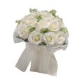 thumbnail image 3 of S SERENABLE Bridal Wedding Bouquets Wedding Accessories Decoration Artificial Roses Flowers Tossing Bouquet for Photo Prop Party Festival Milky white, 3 of 8