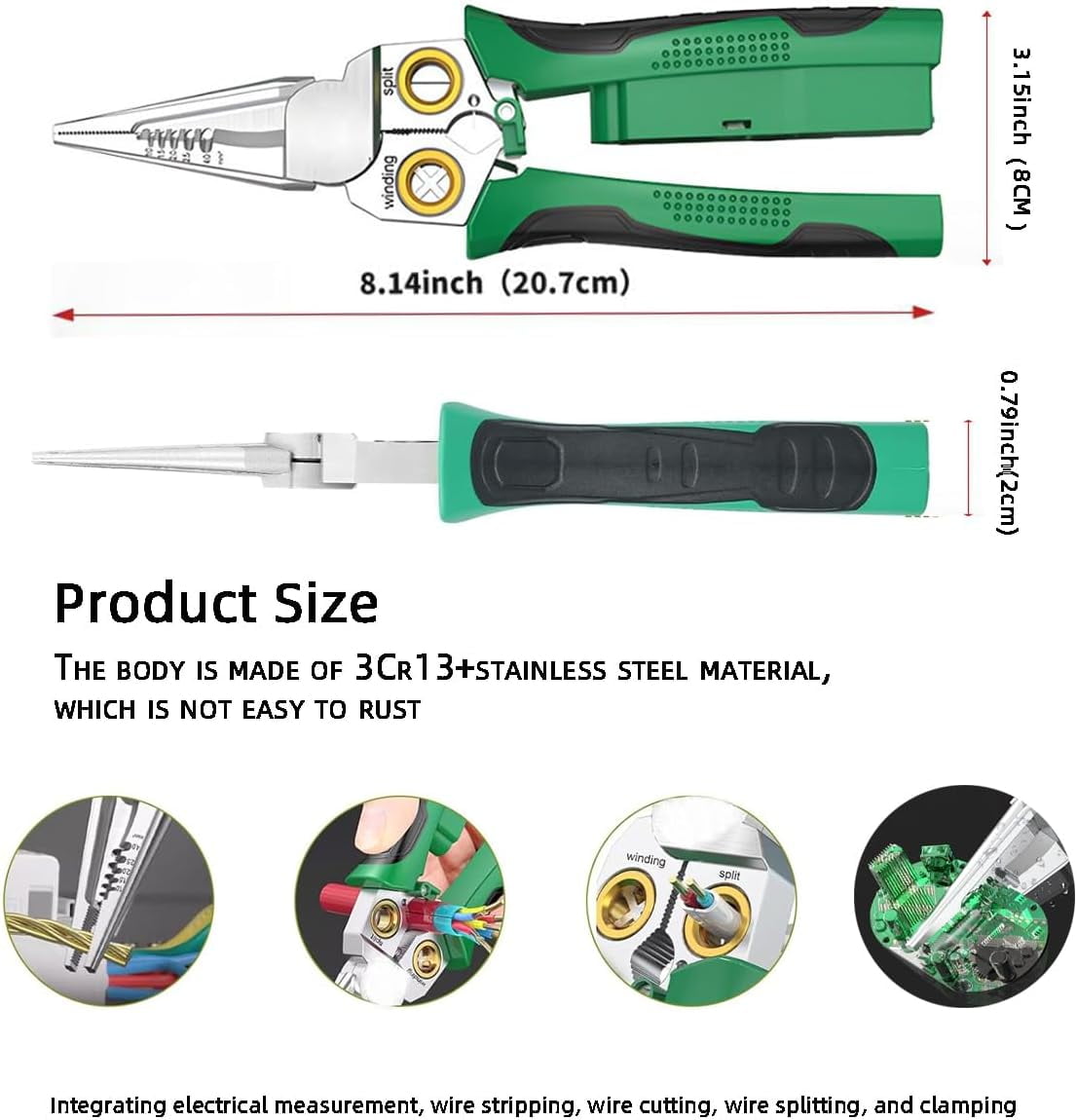 8 in 1 Wire Stripper with Voltage Tester, Crimper Stripper with Voltage Detector & Dual Alarms, 12-250V AC/DC Tester for Electrician HVAC and Car Repair Tool