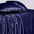 thumbnail image 3 of Cloud Fino Luxurious Satin Bed Sheets Navy Blue Silk Sheets King 15 " Deep Pocket Pillowcases Sheet, 4-Piece, 3 of 6